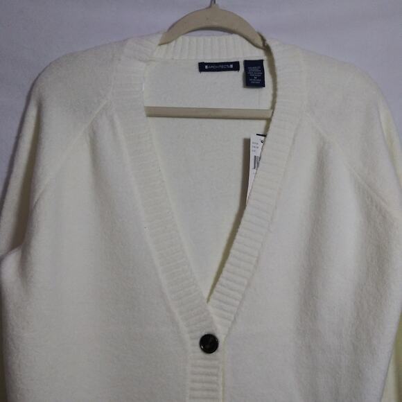 Architect Cream Button Front V Neck Cardigan Sweater Soft Cozy Cabincore Size M - Picture 2 of 7